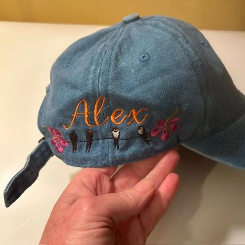 Fifi Kids Poodle Custom Adjustable Dog Cap‎ Alex Hand Embroidered 100% Cotton